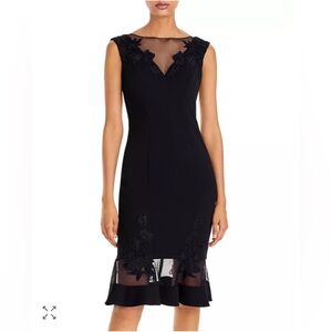 Adrianna Papell Black Lace Midi Dress
